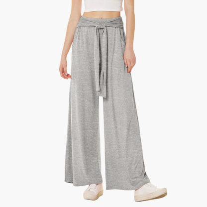 Women's Wide Leg High Waisted Pants Bow Tie Waist Summer