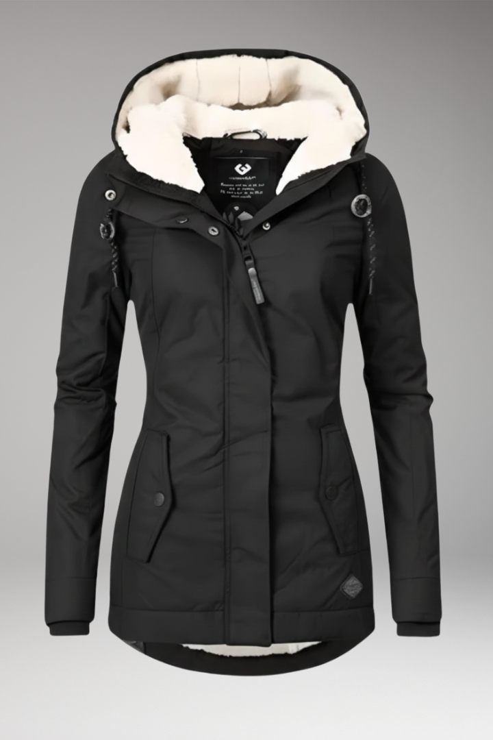 Women's Hooded Zip Coat With Side Pockets