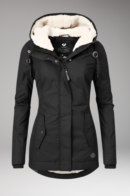 Women's Hooded Zip Coat With Side Pockets