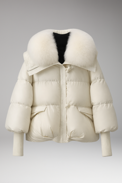 Women's Quilted Jacket Faux Fur Collar