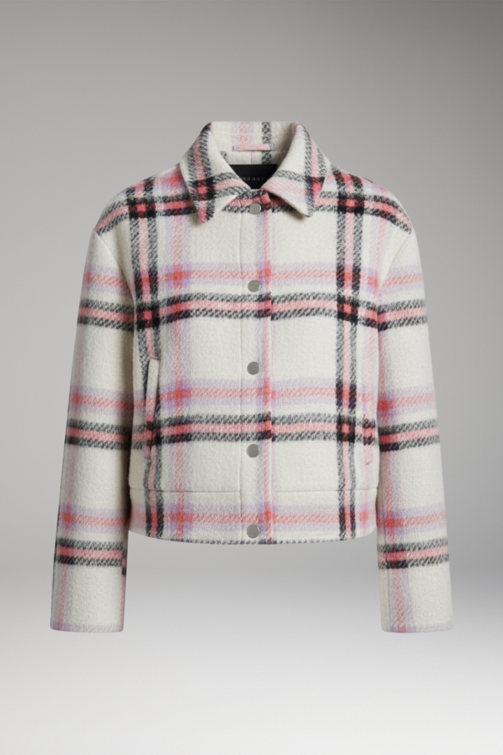 Women's Snap Closure Plaid Jacket