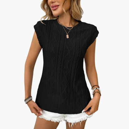 Women's Short Sleeve Crew Neck T-Shirt 3D Texture