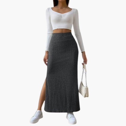 Women's Knitted Midi Skirt Elastic Waistband