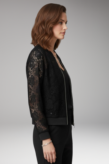 Women's Lace Flight Jacket Zip Elastic Cuffs