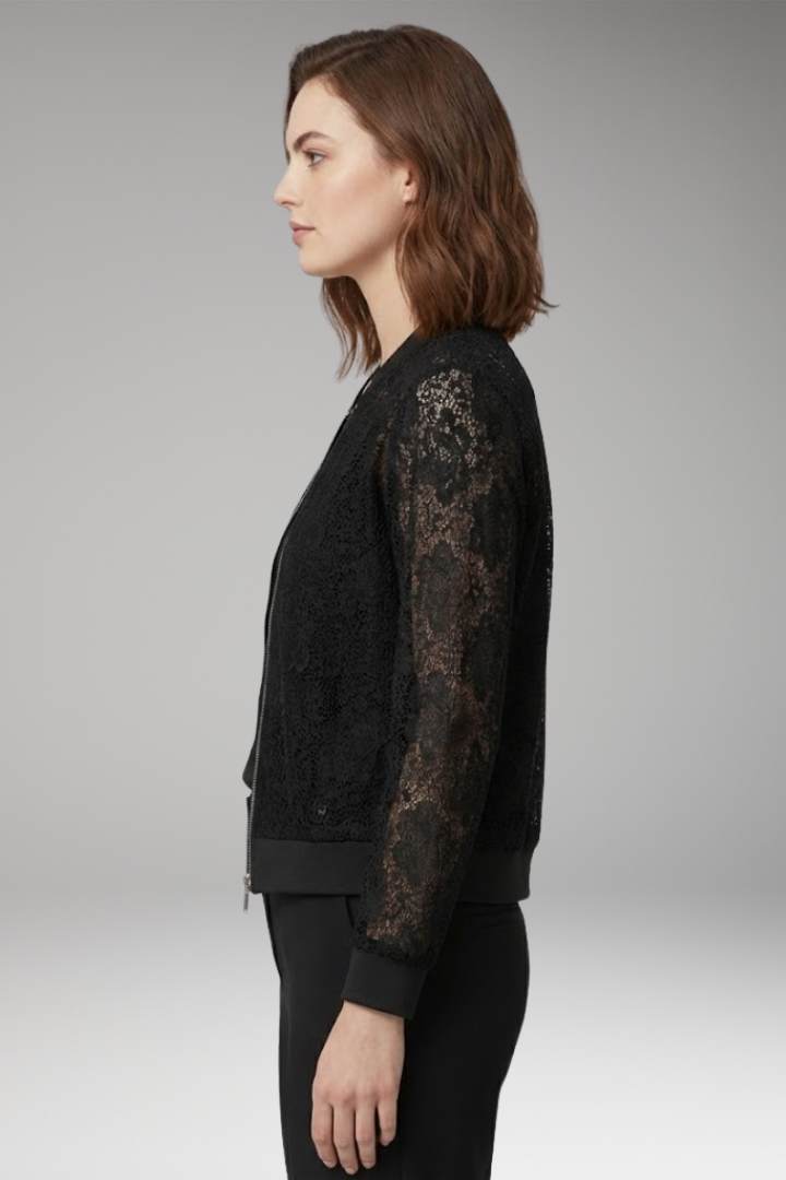 Women's Lace Flight Jacket Zip Elastic Cuffs