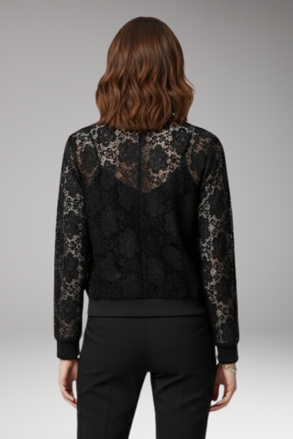 Women's Lace Flight Jacket Zip Elastic Cuffs