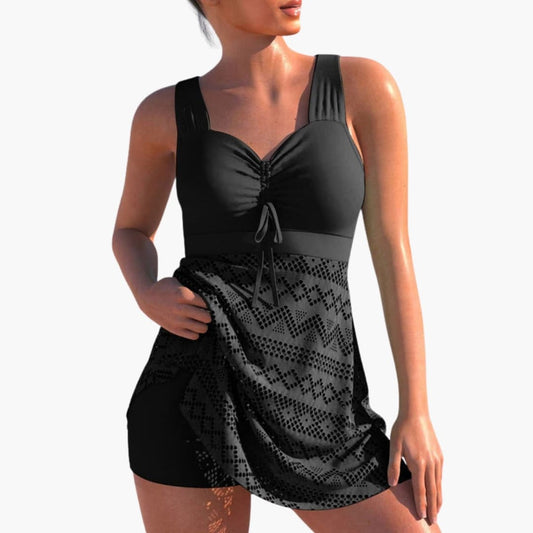 Women's Lace Swimsuit Dress Padded Ruched
