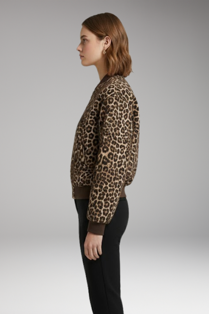 Women's Leopard Flight Jacket Zip Closure