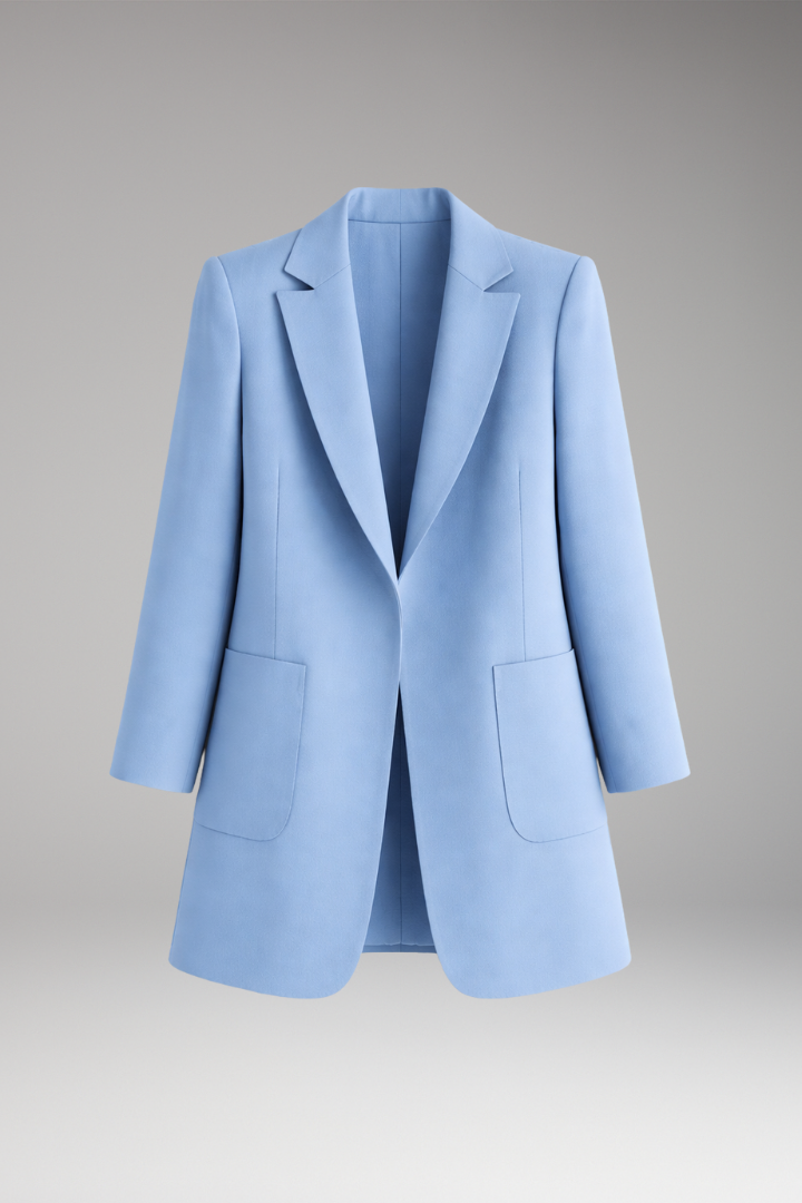 Women's Long Blazer Notched Collar Patch Pockets