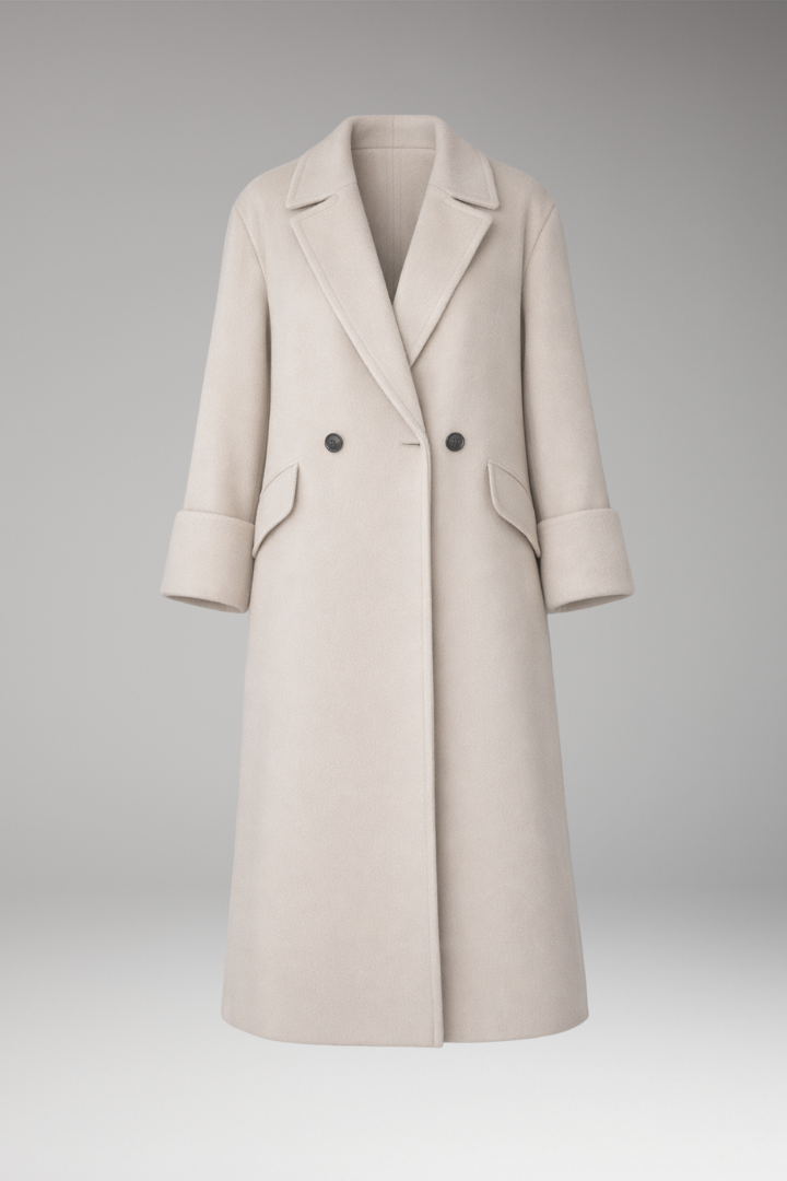 Women's Notched Collar Long Coat Button Front