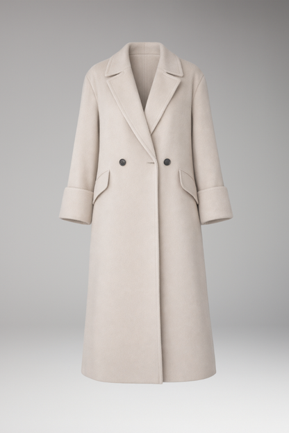 Women's Notched Collar Long Coat Button Front