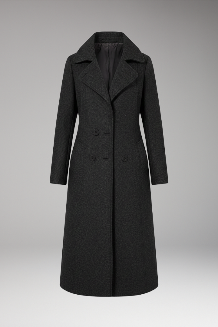 Women's Long Wool Coat Welt Pockets Tan