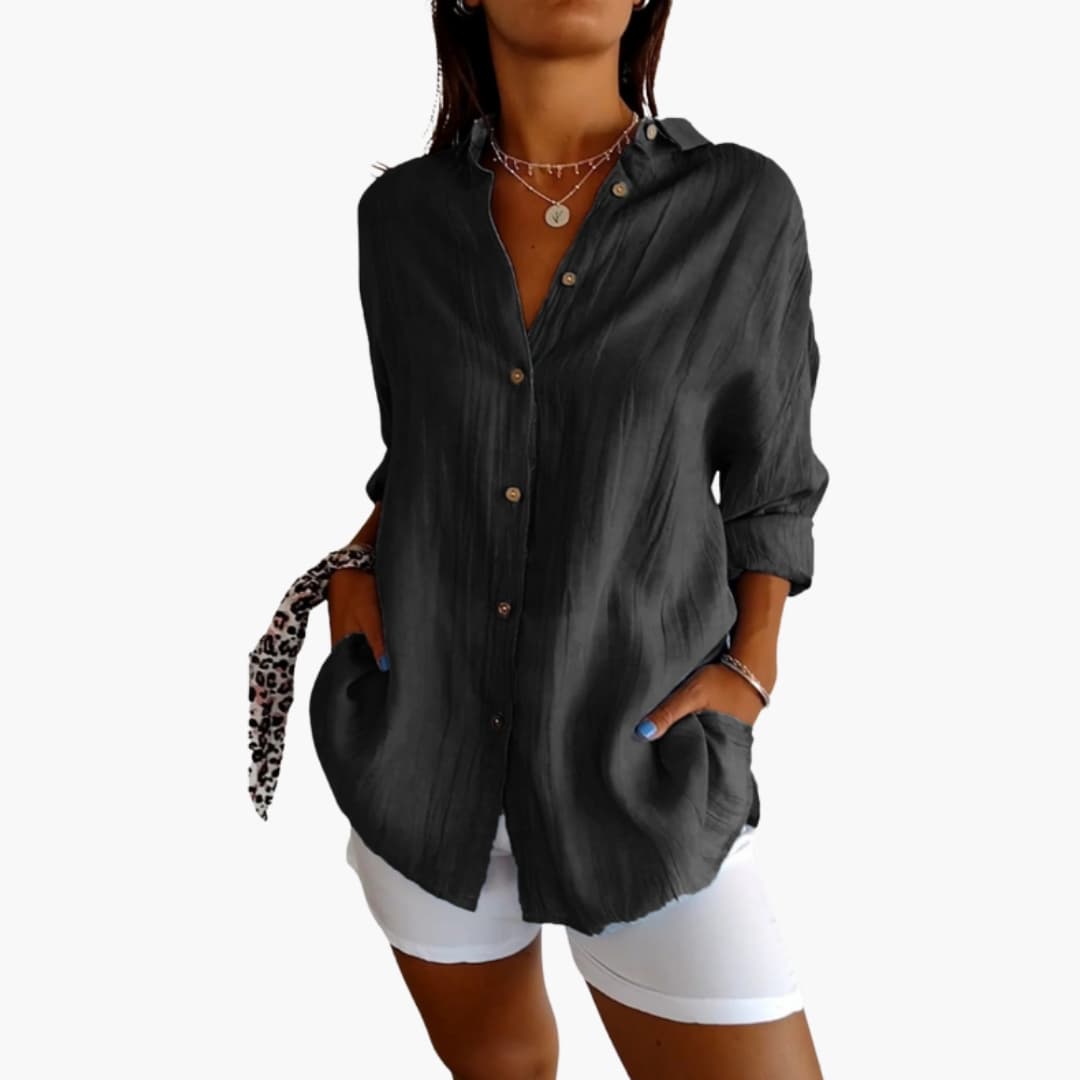 Women's Woven Blouse Button Front Longline