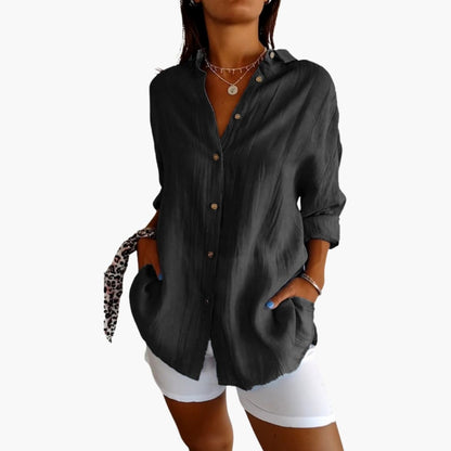 Women's Woven Blouse Button Front Longline