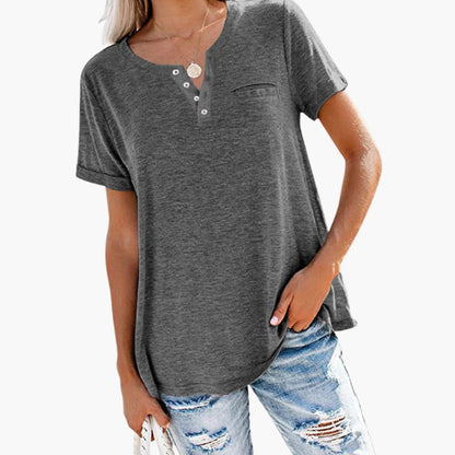 Women's Relaxed Fit T-Shirt Button Front