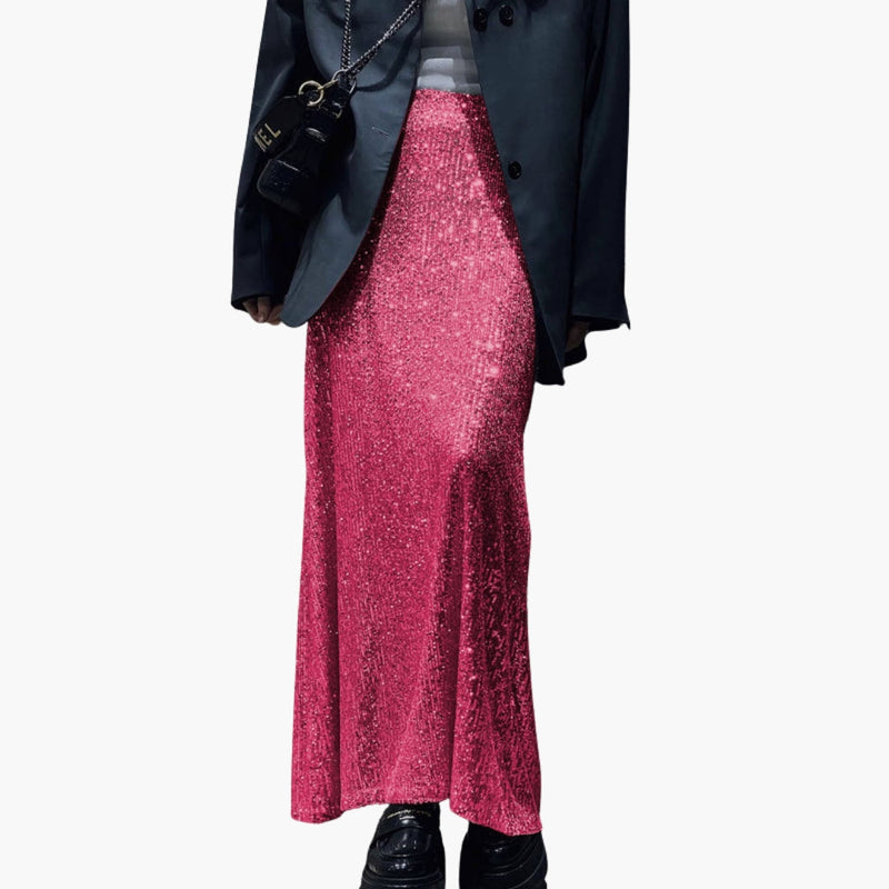 Women's High Waist Maxi Skirt Sequin