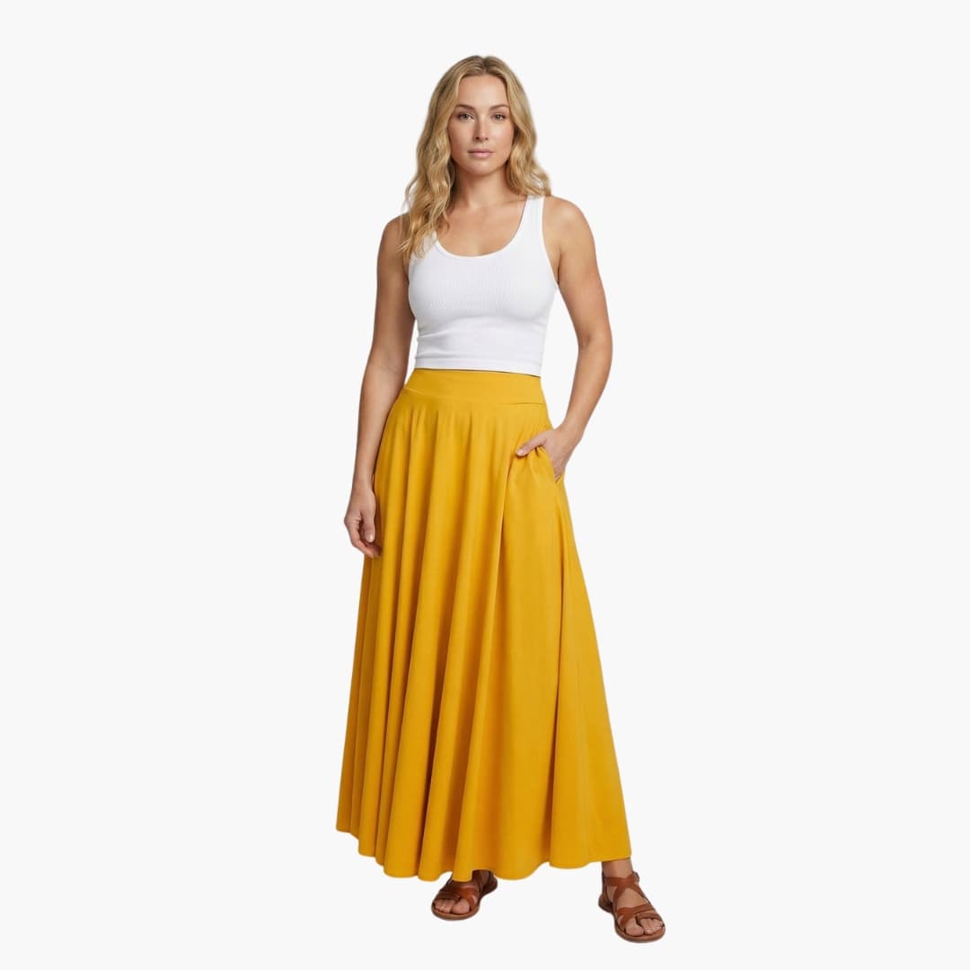 Women's High Waist Maxi Skirt With Side Pockets