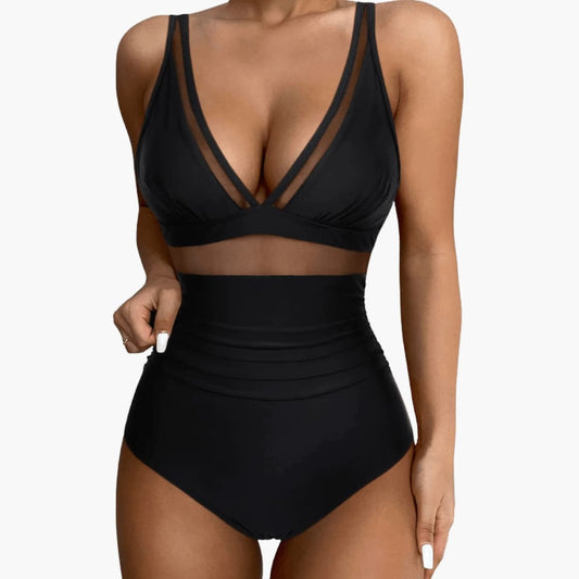 Women's Mesh One Piece Swimsuit High Cut Leg