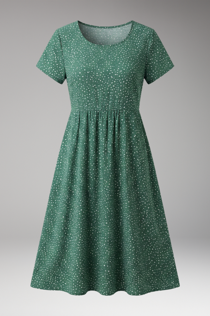 Women's Floral Midi Dress Round Neckline