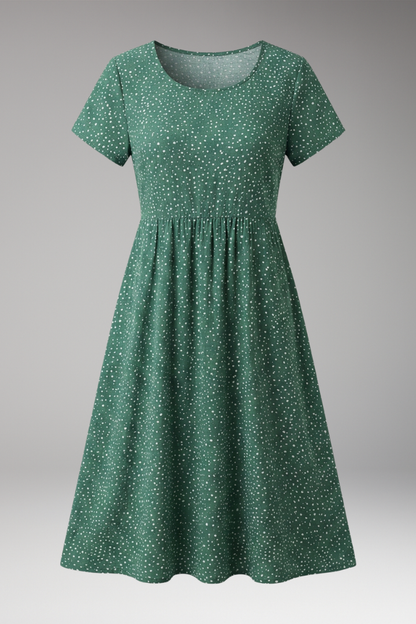 Women's Floral Midi Dress Round Neckline