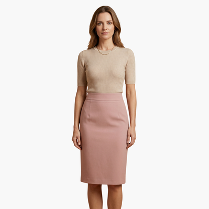 Women's Elastic Waist Midi Skirt Flared Hem