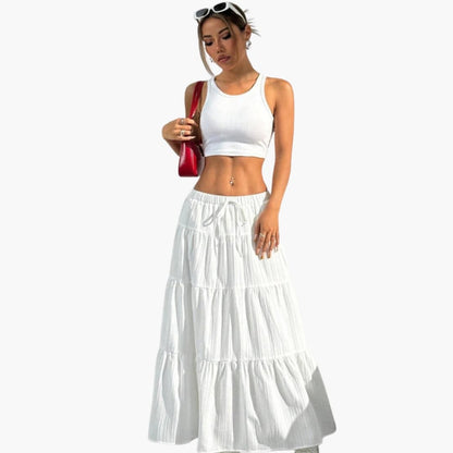 Women's Lace Up Midi Skirt Straight Hem