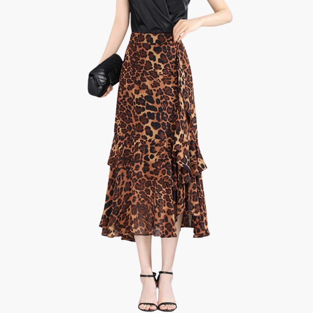 Women's Midi Skirt Elastic Waistband Side Split