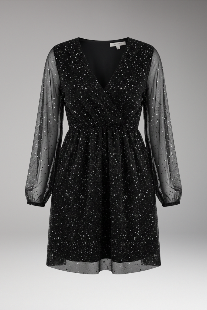 Women's Mini Balloon Sleeve Surplice Dress