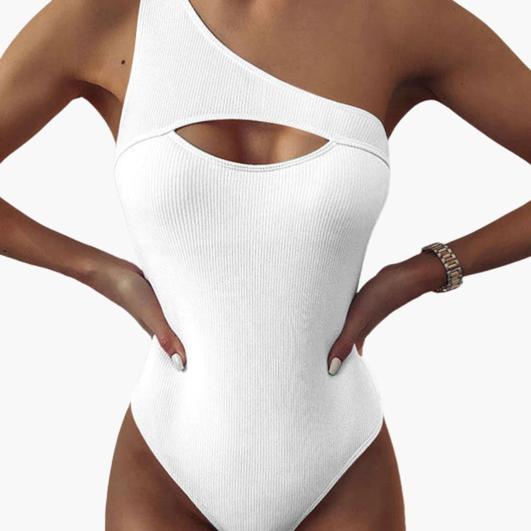 Women's One Shoulder Swimsuit Solid Color