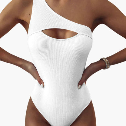 Women's One Shoulder Swimsuit Solid Color