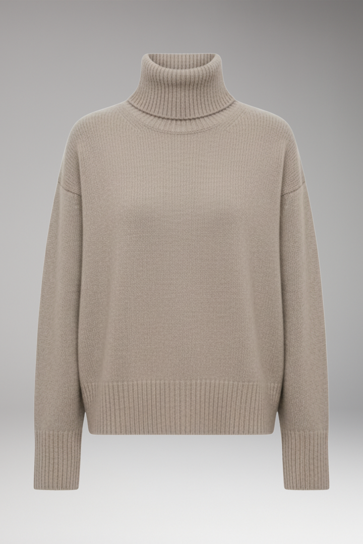 Women's Oversized High Neck Sweater Ribbed Finish