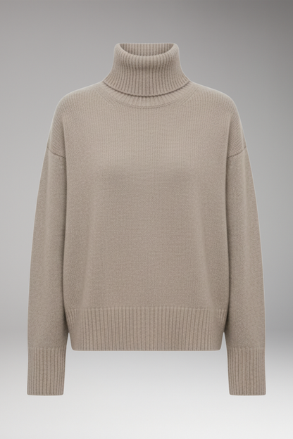 Women's Oversized High Neck Sweater Ribbed Finish