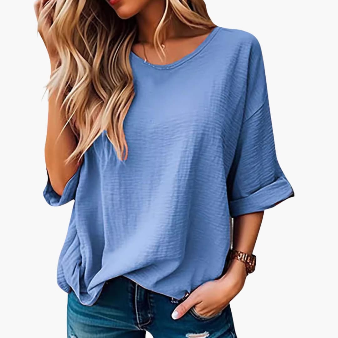Women's Short Sleeve Crew Neck T-Shirt Oversized Textured