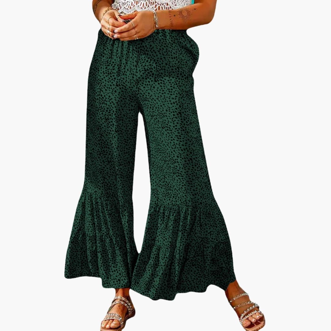 Women's Palazzo Pants Elastic Waist High Waist Tie Belt