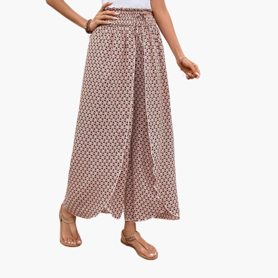 Women's Printed Palazzo Pants Elastic Waistband