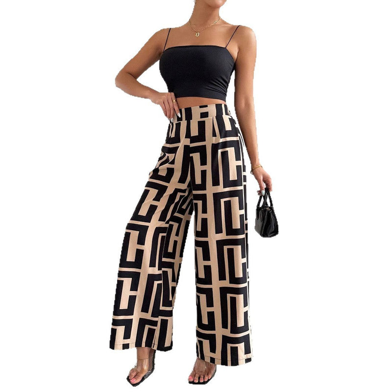 Women's Graphic Print High Waist Palazzo Pants
