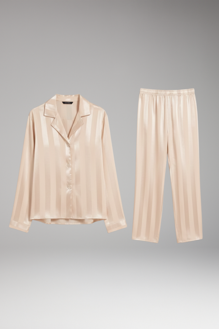Women's Pyjama Set Button Shirt Straight Trousers
