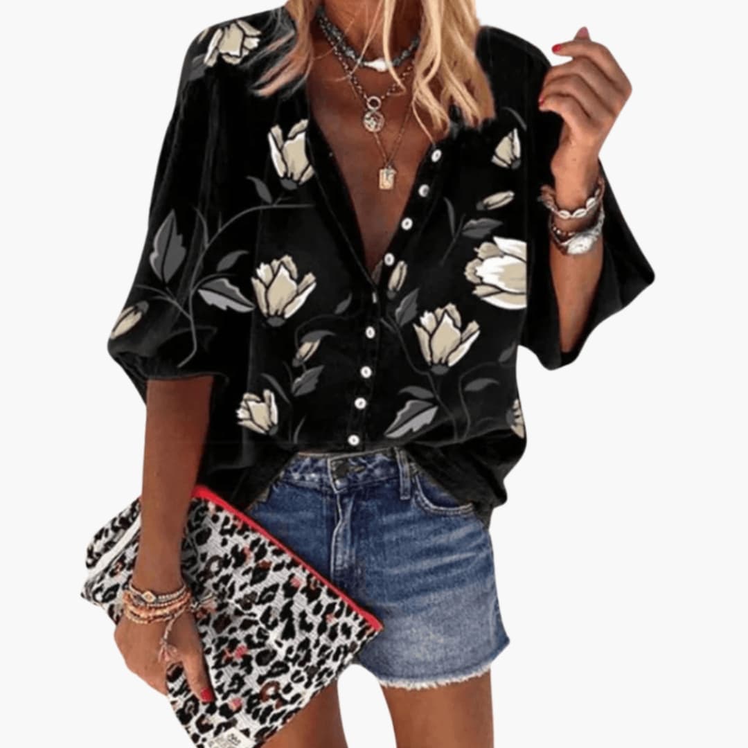 Women's Short Sleeve Woven Blouse