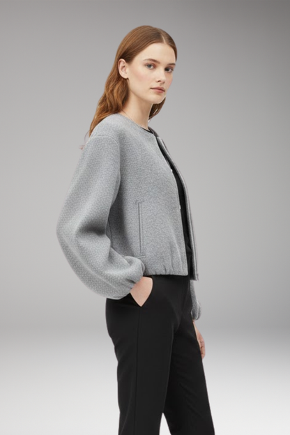 Women's Flight Jacket Short Front Zipper Long Sleeves