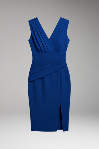 Women's Sleeveless High Waist Dress with Front Slit