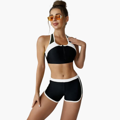 Women's Solid Bikini Swimsuit Adjustable Straps