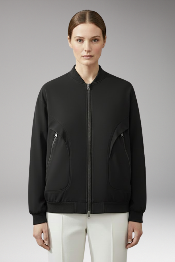 Women's Flight Jacket Zipper Pockets Elastic Cuffs