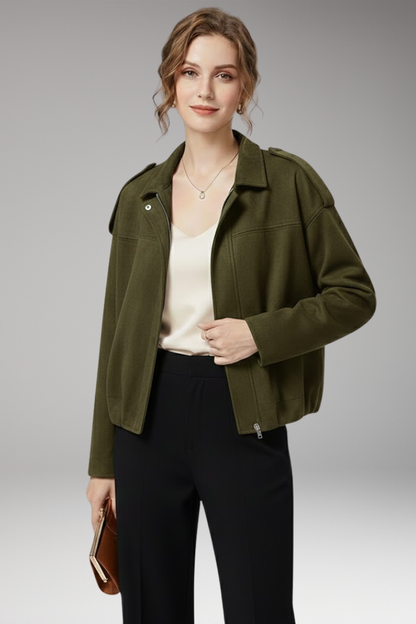 Women's Suede Flight Jacket Structured Shoulders