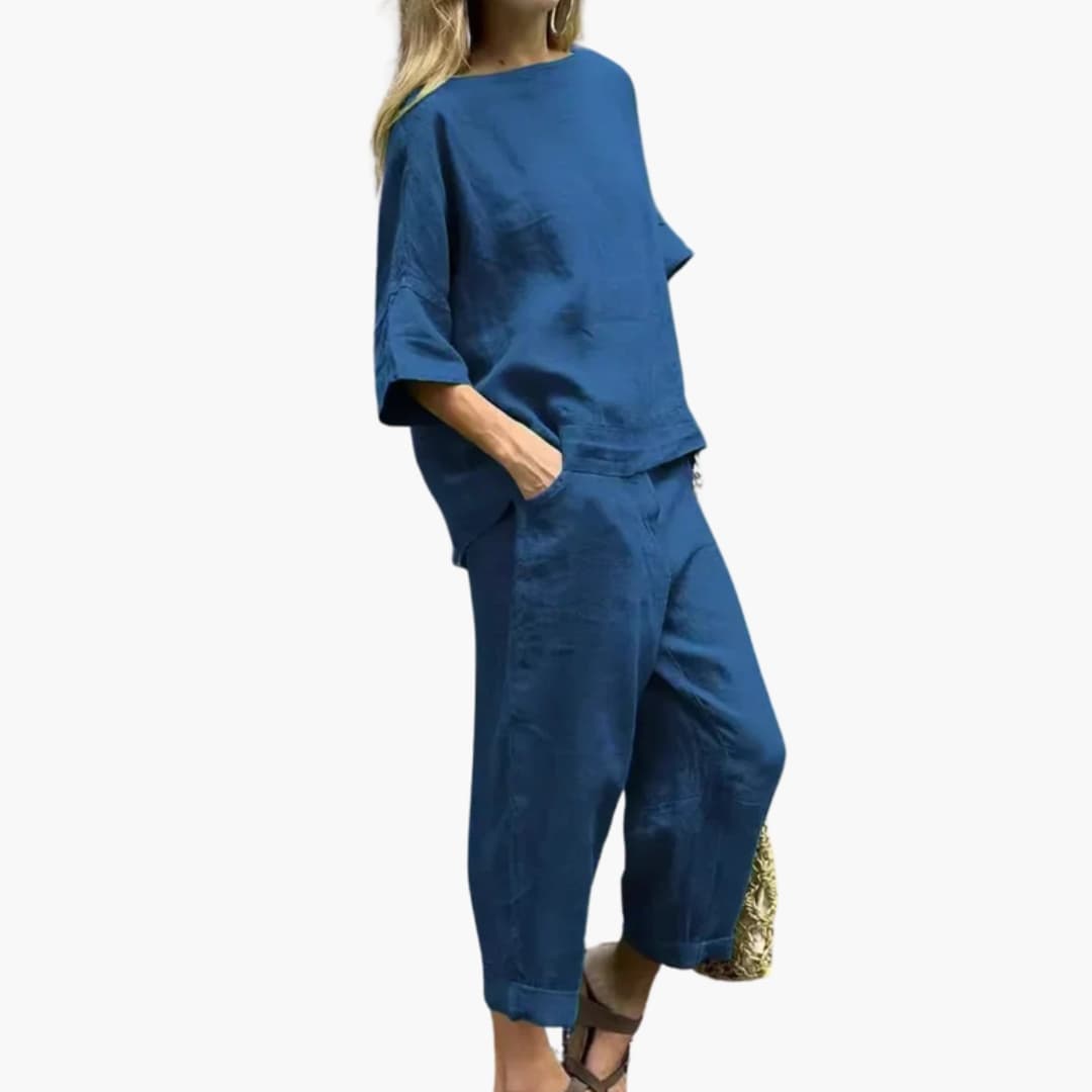 Women's Two-Piece Crop Set Cotton Casual