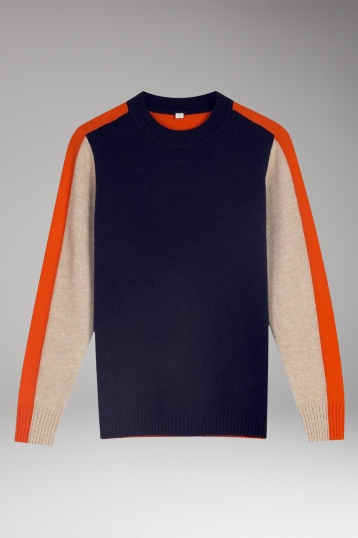 Women's Round Neck Sweater Ribbed Edges
