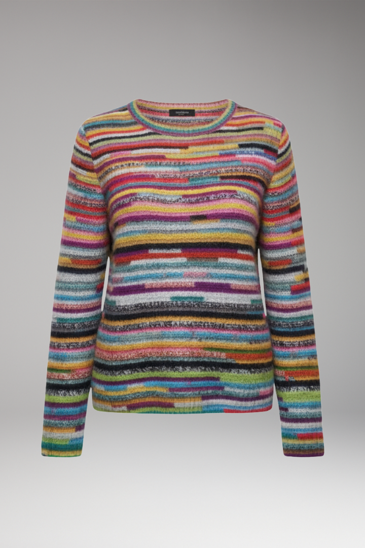 Women's Striped Sweater Round Neckline