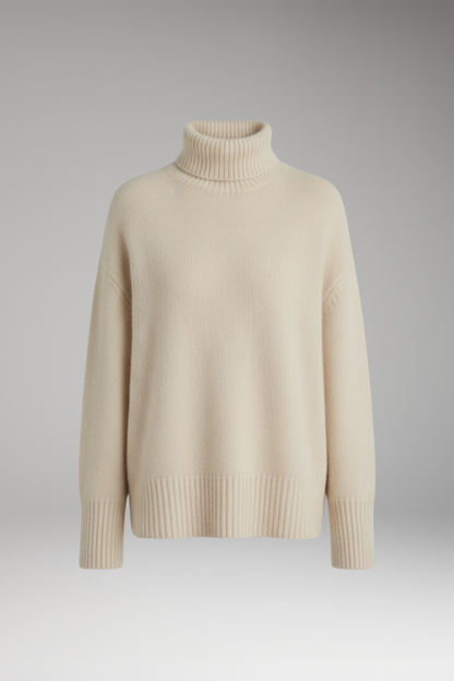 Women's Turtleneck Sweater Ribbed Trim