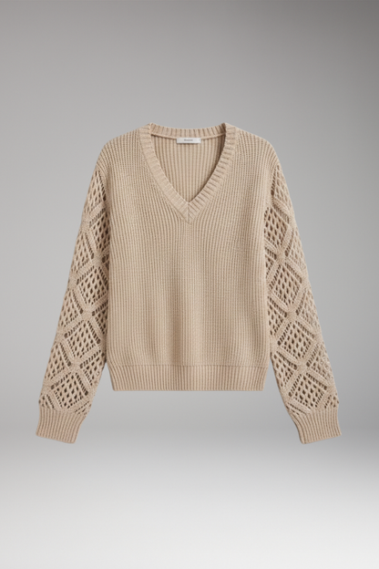 Women's V-Neck Textured Knit Sweater