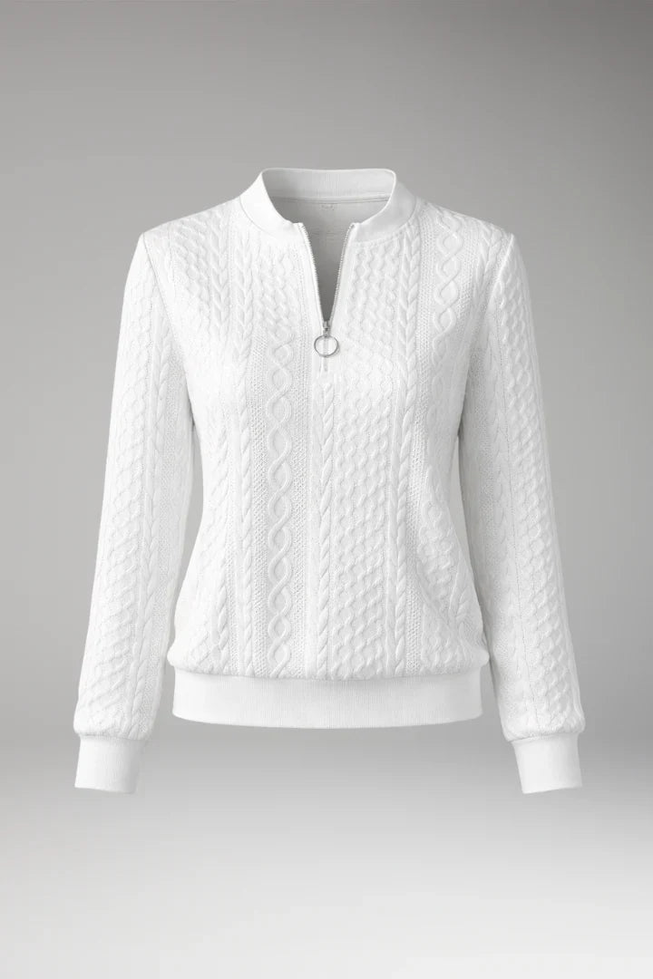 Women's Cable Knit Sweater Zip Neck