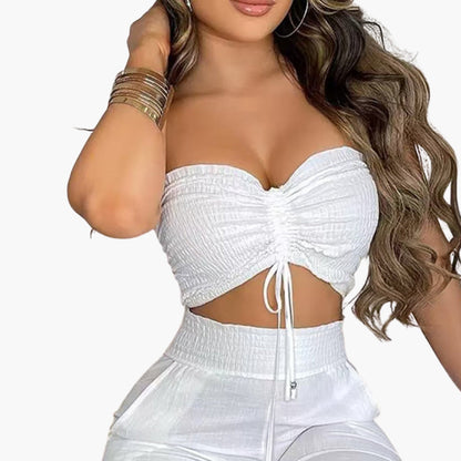 Women's Crop Wide Leg Pants Set